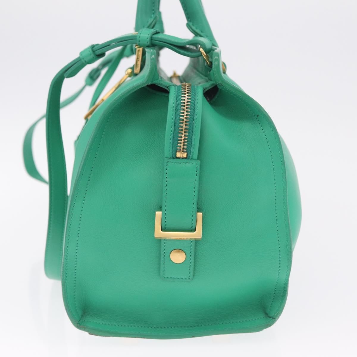 Saint Laurent Classic Y Cabas Leather Green Leather Tote Bag Bag (Pre-Owned)