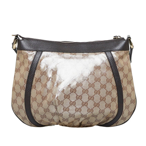 Gucci Gg Crystal Beige Canvas Shoulder Bag (Pre-Owned)