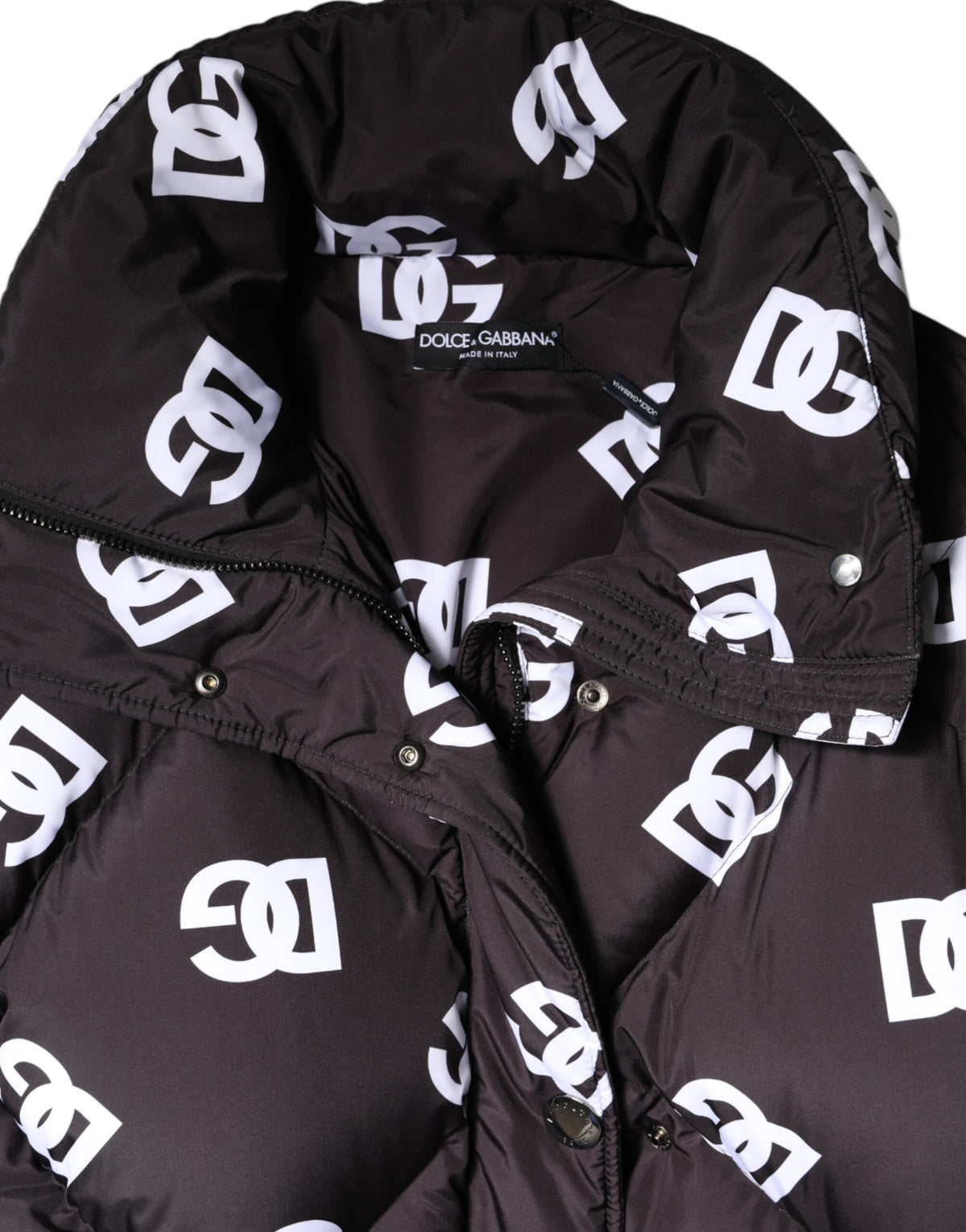 Dolce & Gabbana Black DG Mania Puffer Quilted Long Coat Women's Jacket