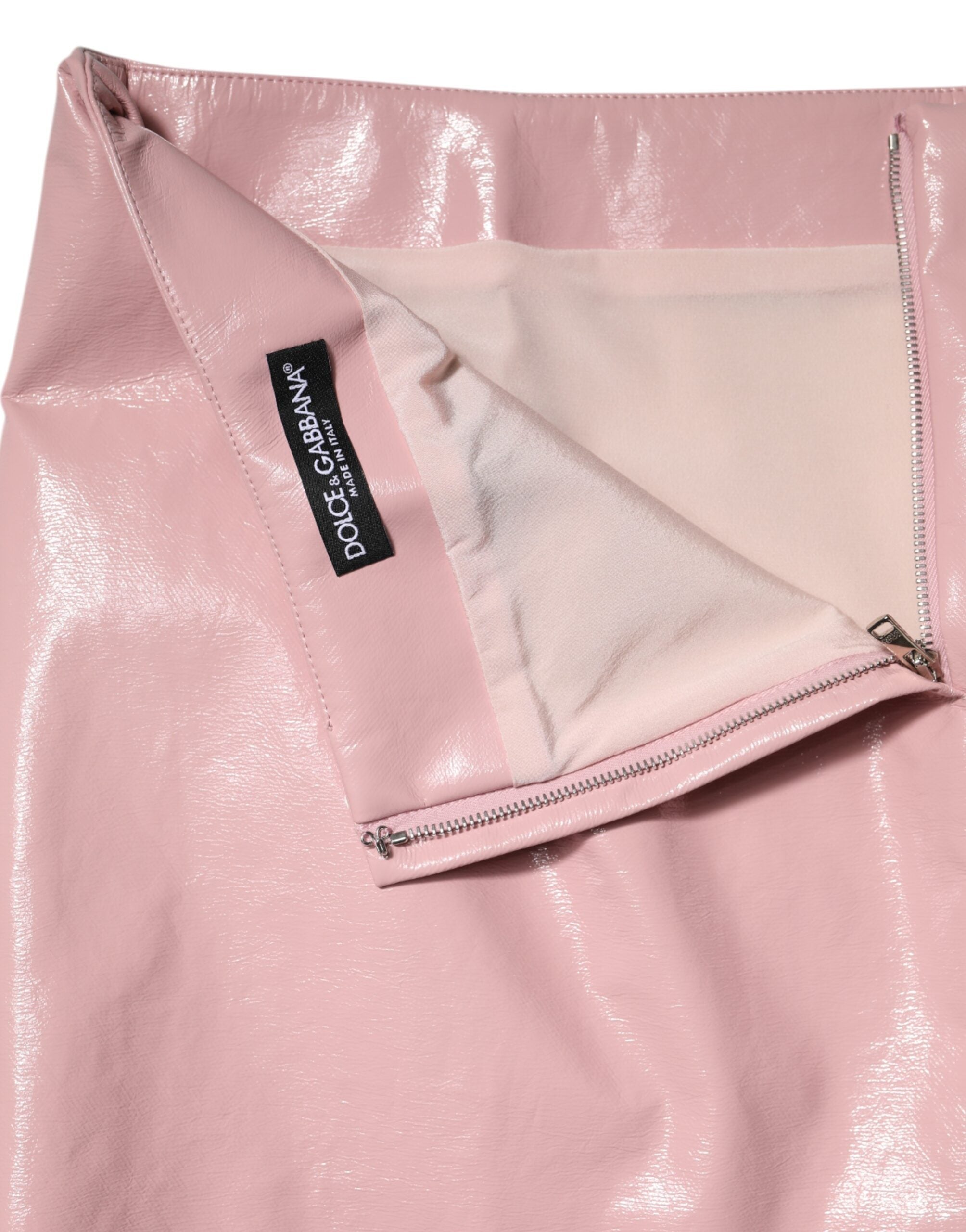 Dolce & Gabbana Glossy Pink Cotton Mid Waist Mini Women's Skirt (Pre-Owned)