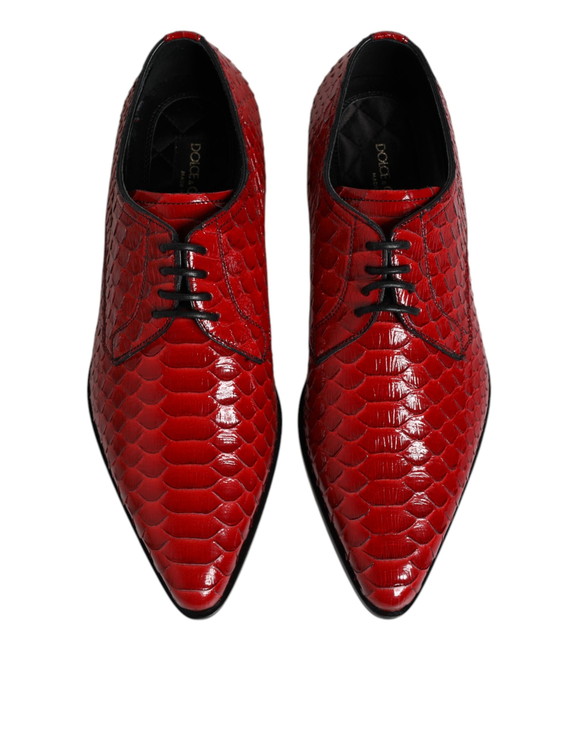 Dolce & Gabbana Red Exotic Leather Lace Up Dress Derby Men's Shoes