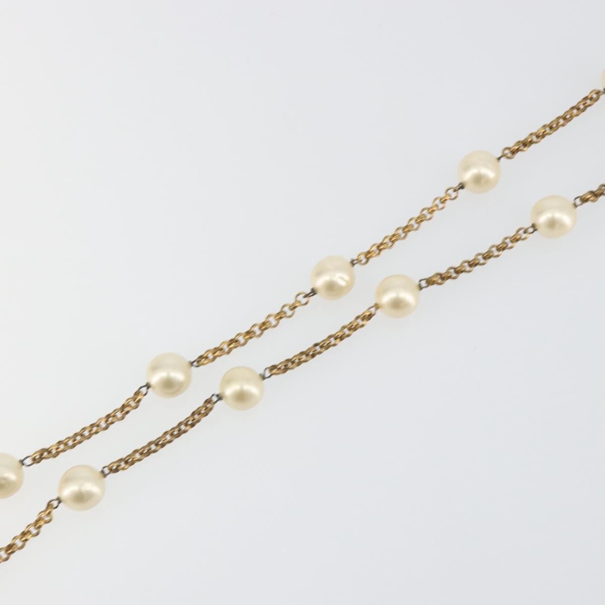 Chanel Pearl Station Metal And Faux Pearl Gold Metal Necklace Jewelry (Pre-Owned)