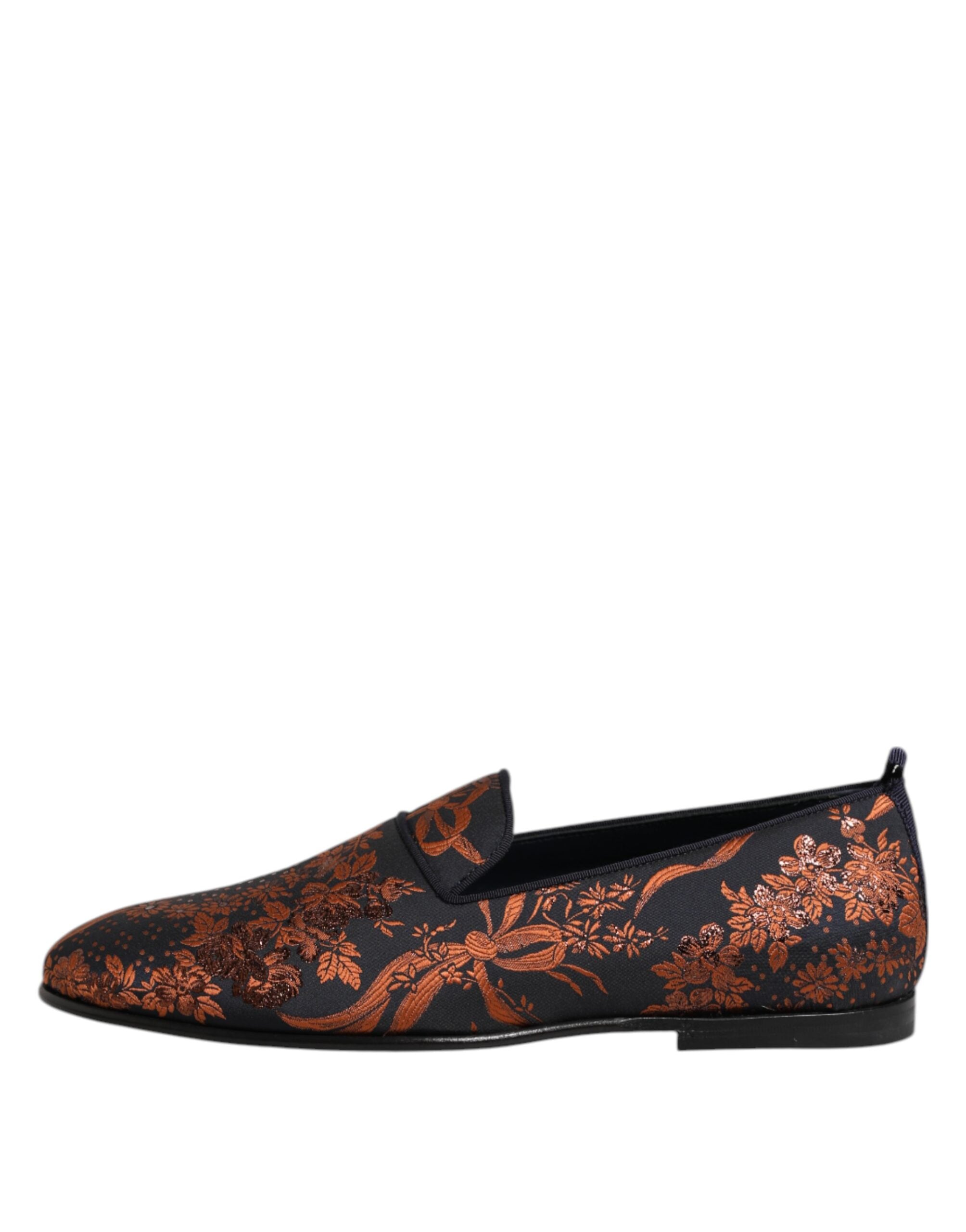 Dolce & Gabbana Black Jacquard Polyester Slip On Loafers Men's Shoes