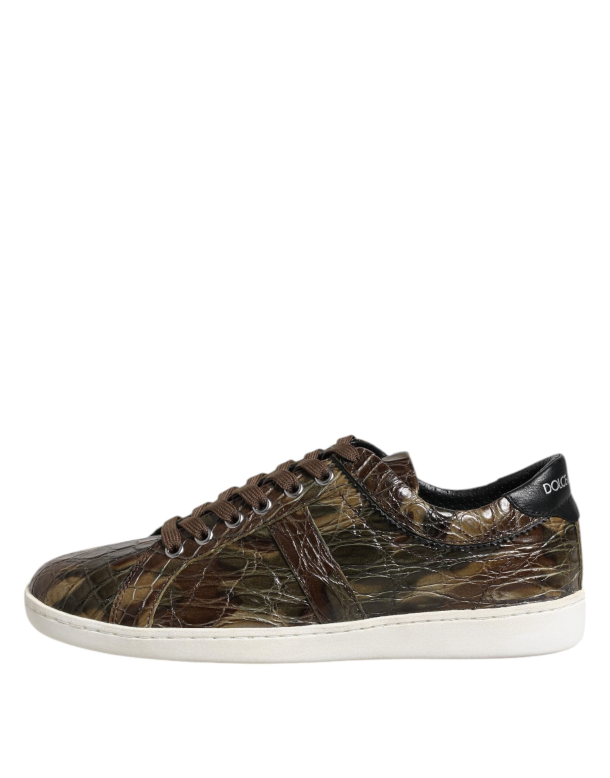 Dolce & Gabbana Brown Exotic Leather Low Top Sneakers Men's Shoes