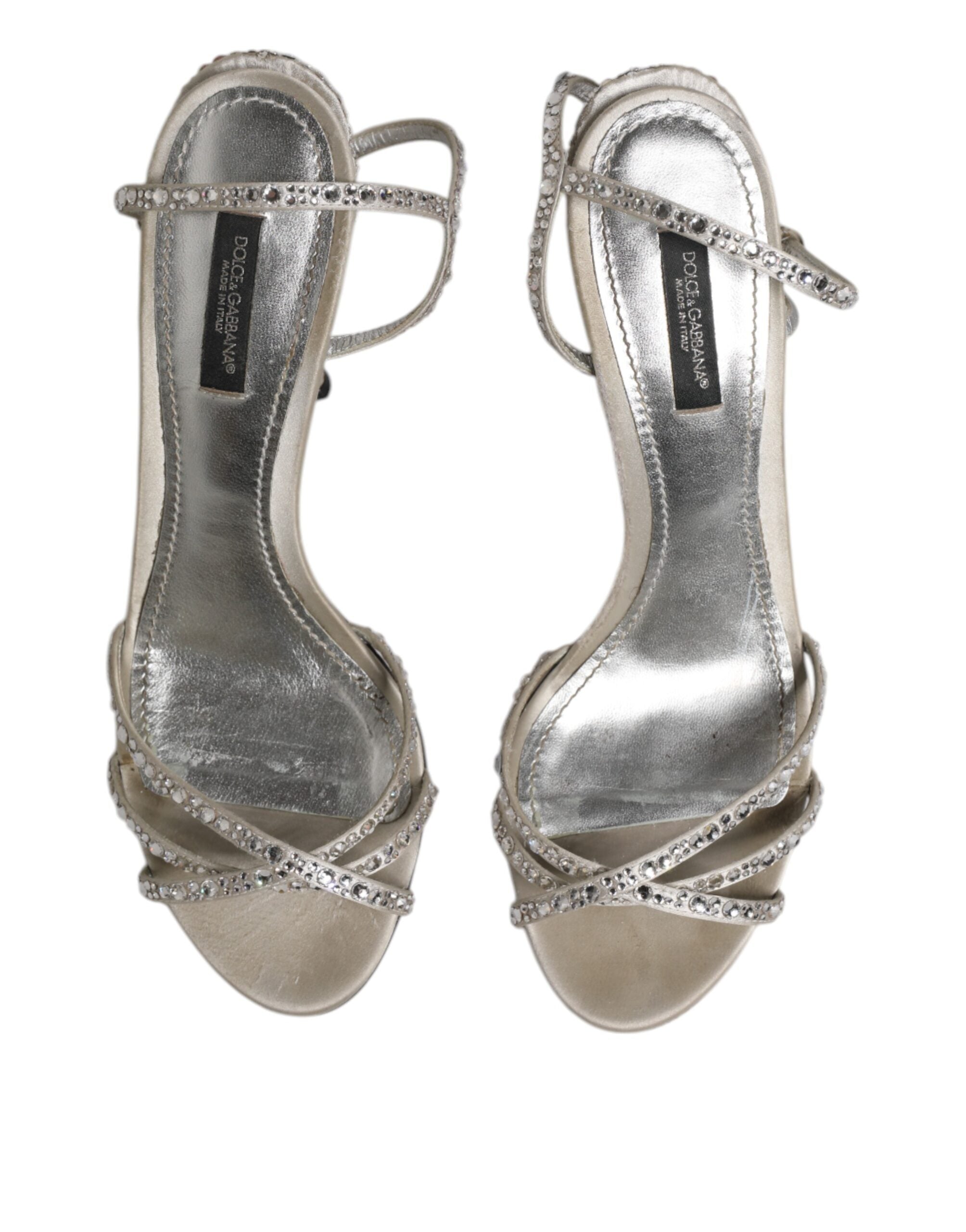 Dolce & Gabbana Silver Strass Ankle Strap KEIRA Sandals Women's Shoes (Pre-Owned)