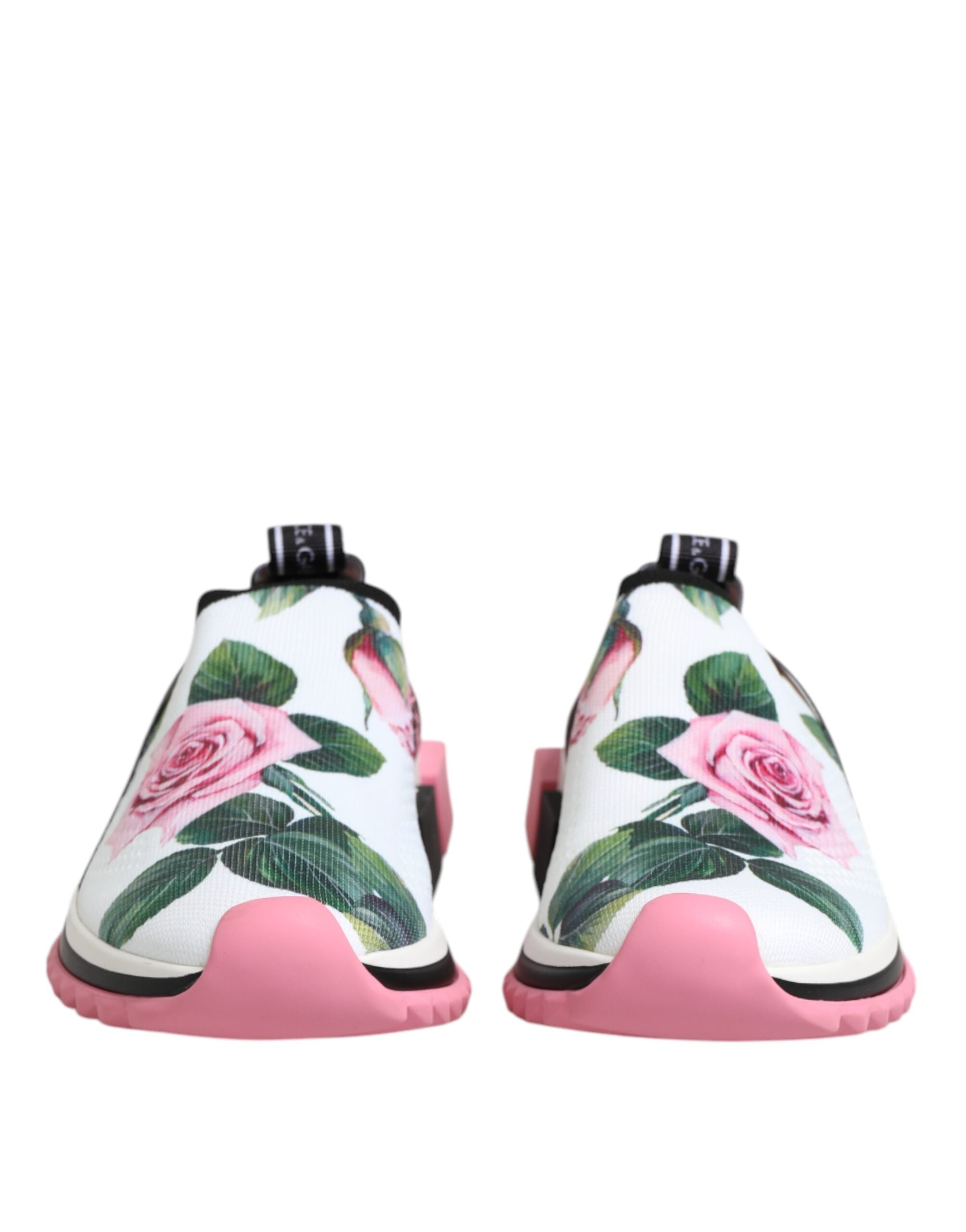 Dolce & Gabbana White Rose Print Sorrento Sneakers Women's Shoes (Pre-Owned)