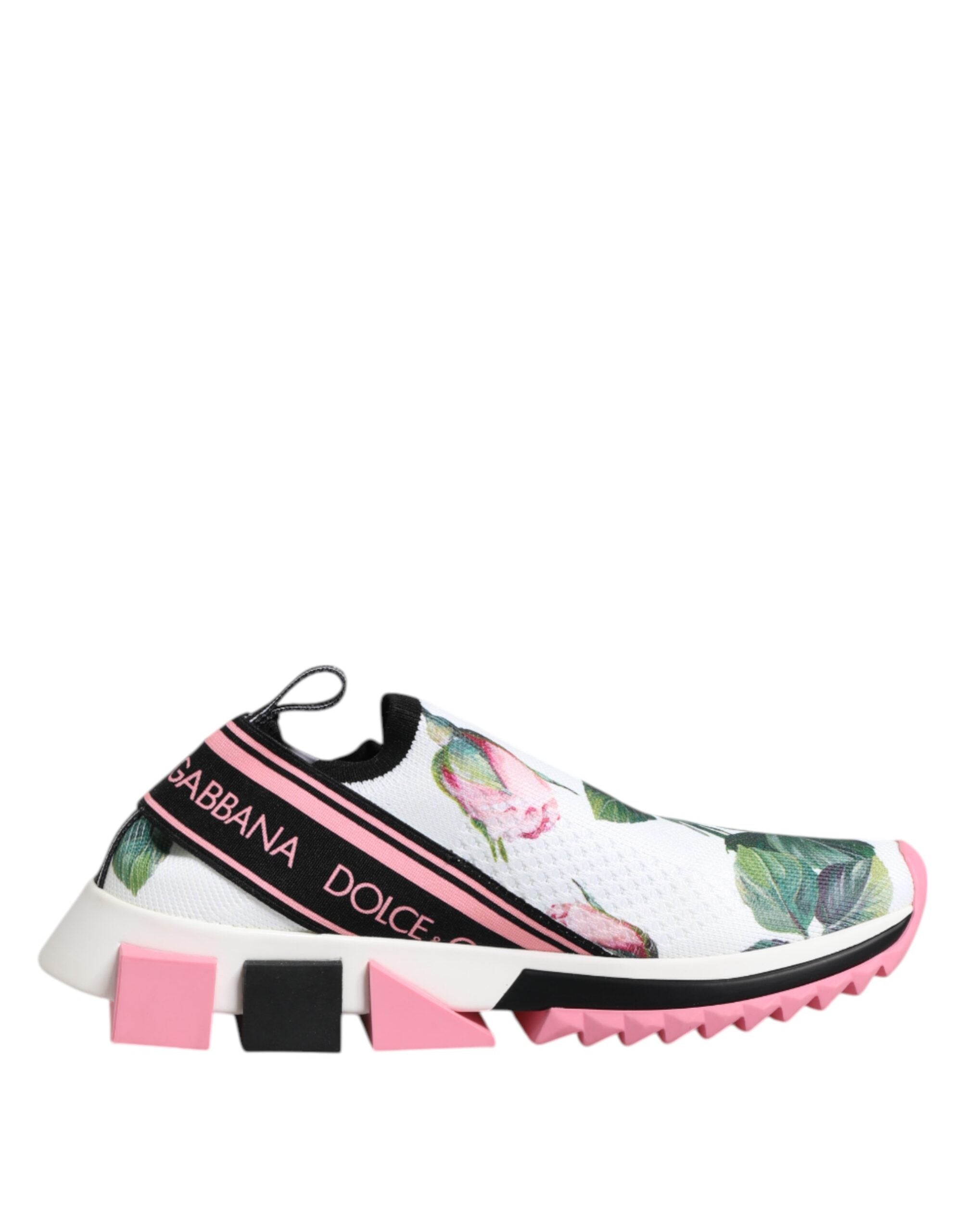 Dolce & Gabbana White Rose Print Sorrento Sneakers Women's Shoes (Pre-Owned)