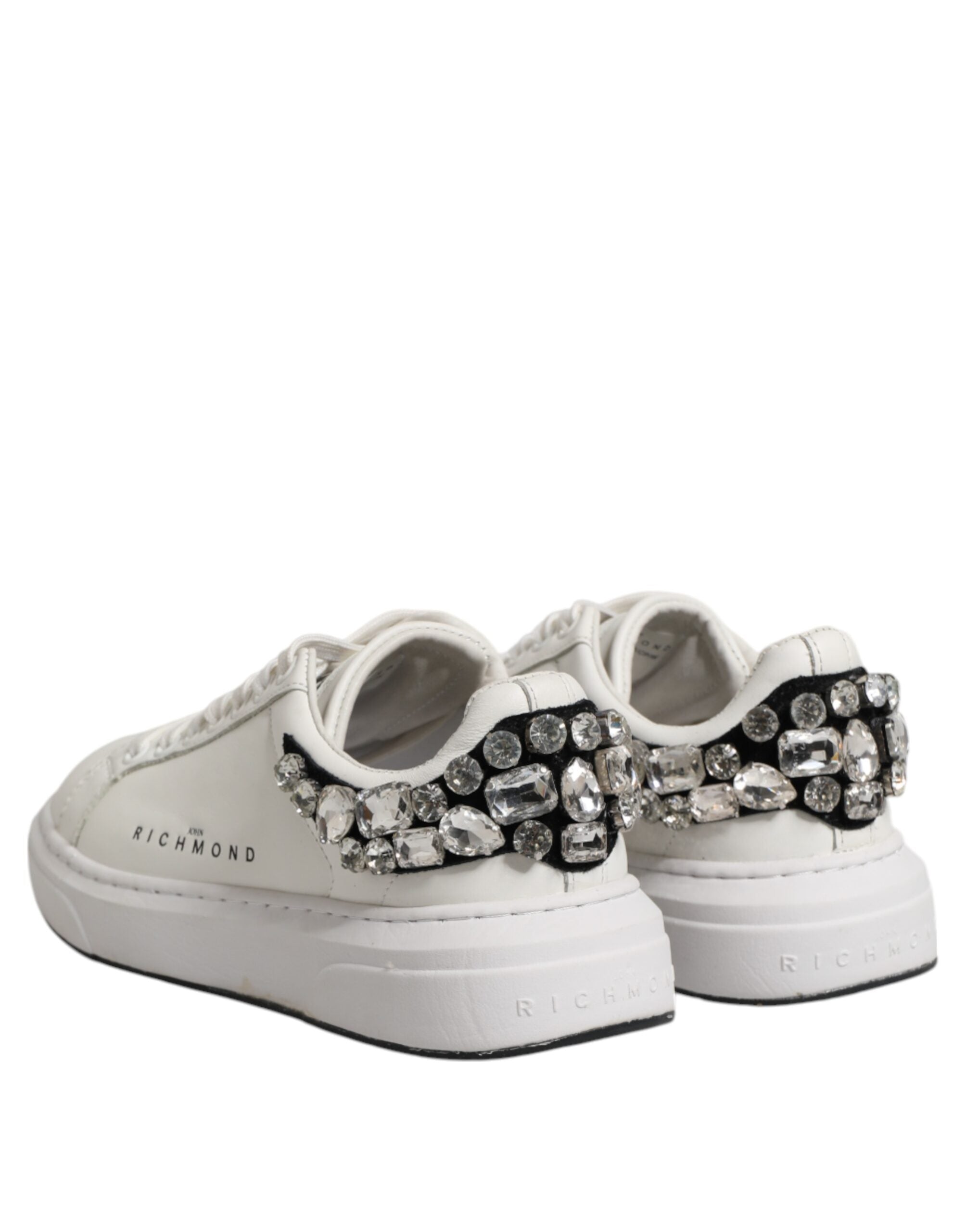 John Richmond White Rhinestone Embellished Sneakers Women's Shoes (Pre-Owned)