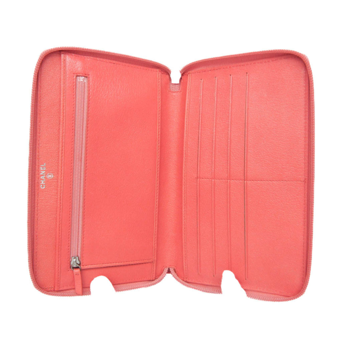Chanel Camellia Zip Around Organizer Leather Pink Leather Wallets Accessory (Pre-Owned)