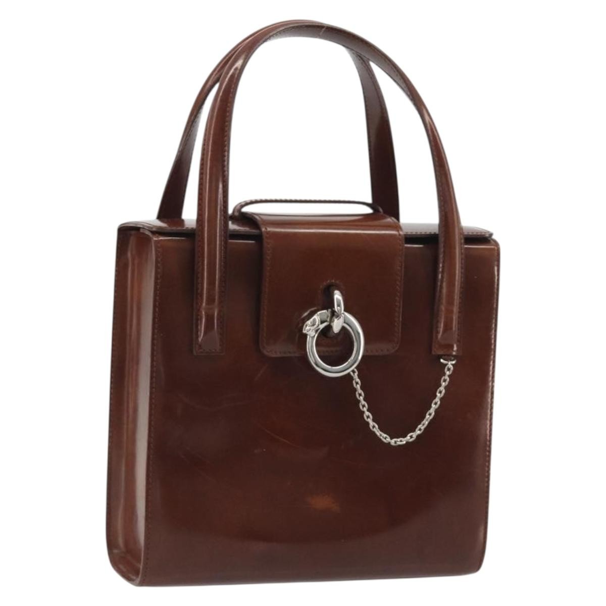 Cartier Panthère Leather Brown Patent_Leather Handbag (Pre-Owned)