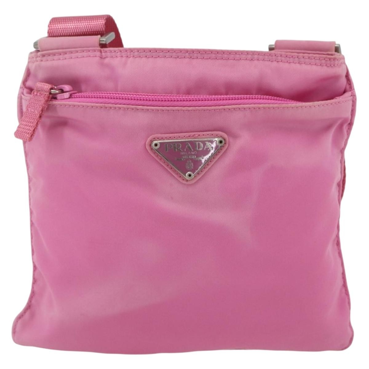 Prada Front Pocket Messenger Tessuto Pink Nylon Shoulder Bag Bag (Pre-Owned)