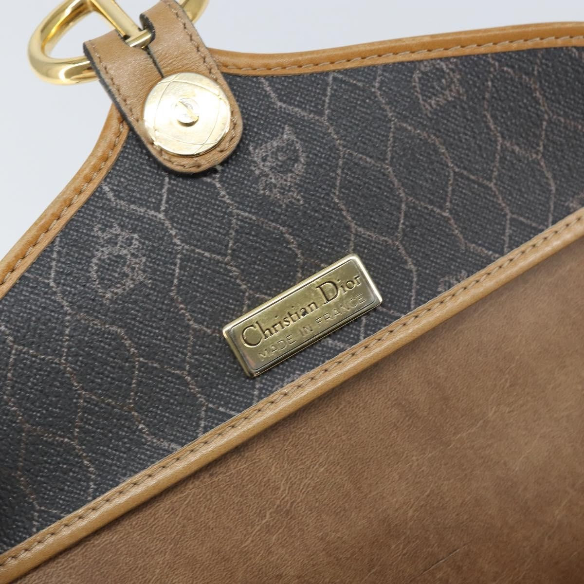 Christian Dior Vintage Honeycomb Canvas And Leather Black Canvas Shoulder Bag Bag (Pre-Owned)