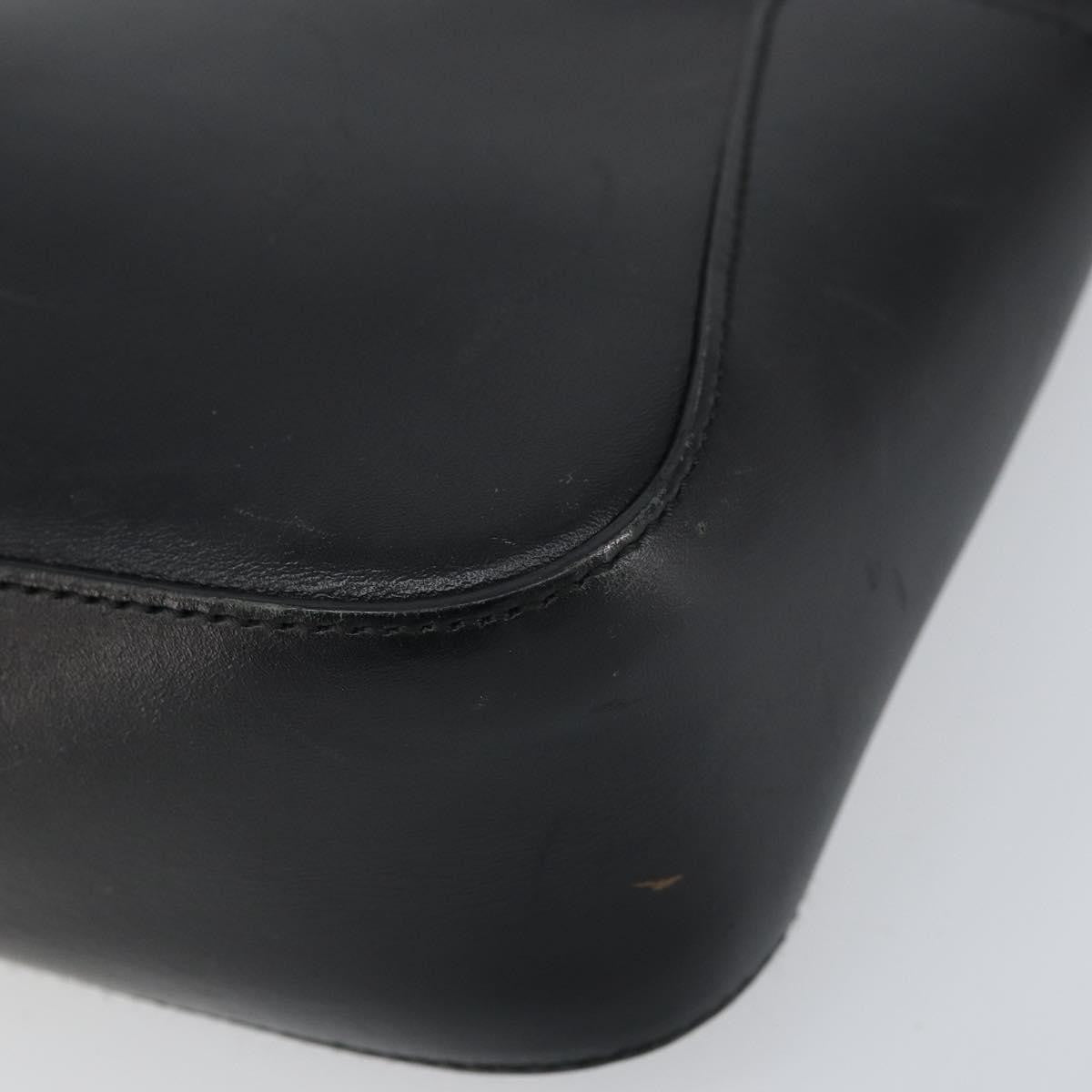 Gucci Vintage Web Tote Leather Black Leather Tote Bag Bag (Pre-Owned)