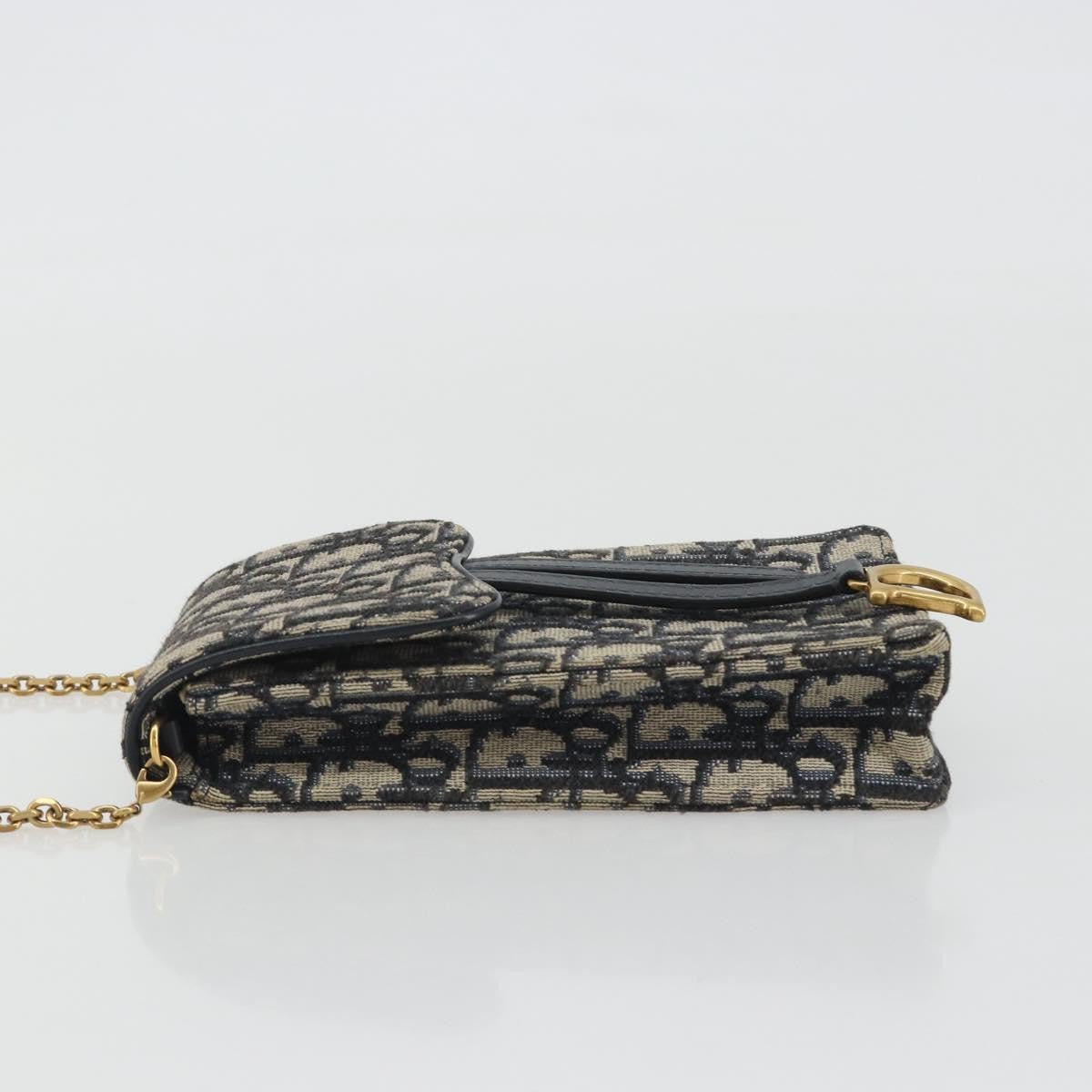 Christian Dior Phone Case Oblique Canvas Navy Canvas Clutche & Pouche Bag (Pre-Owned)