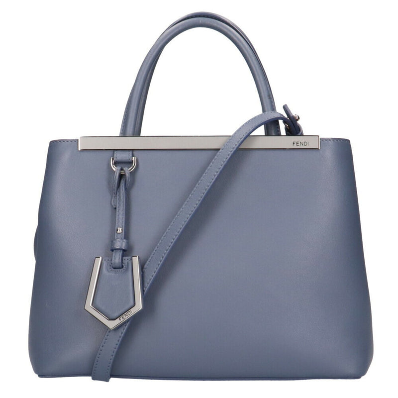 Fendi 2Jours Blue Leather Shoulder Bag (Pre-Owned)