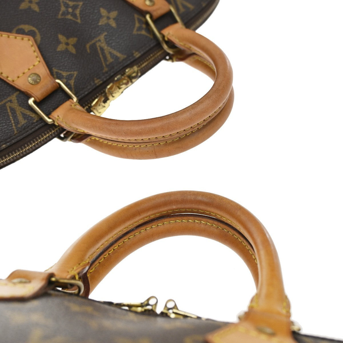 Louis Vuitton Alma Monogram Canvas Brown Leather Handbag (Pre-Owned)