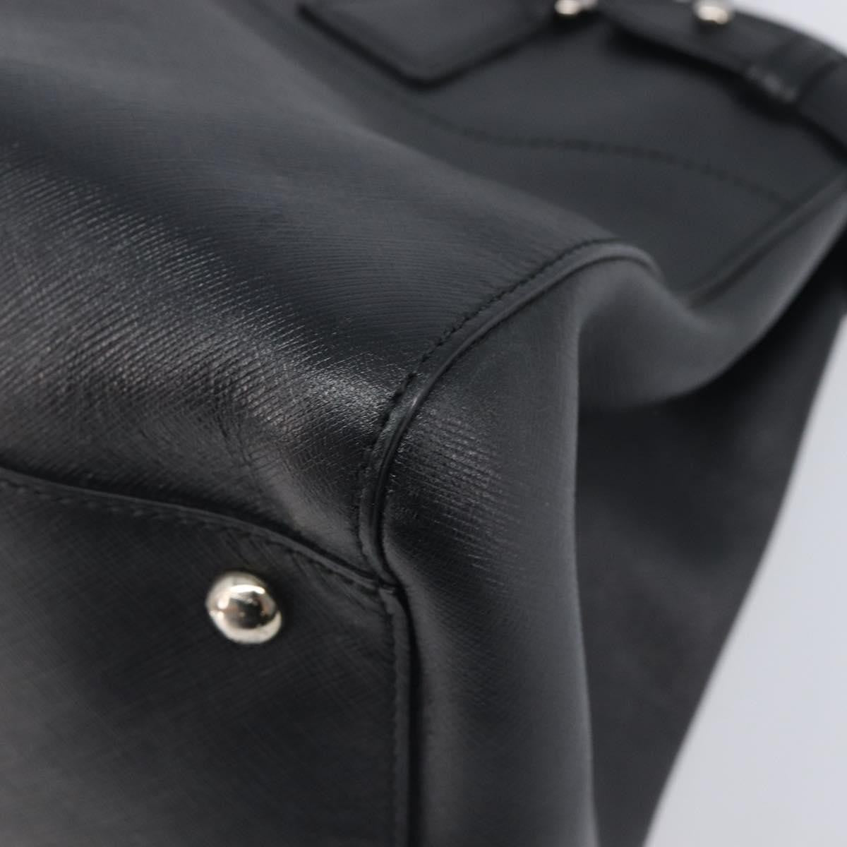 Salvatore Ferragamo Beky Saffiano Leather Black Leather Tote Bag Bag (Pre-Owned)