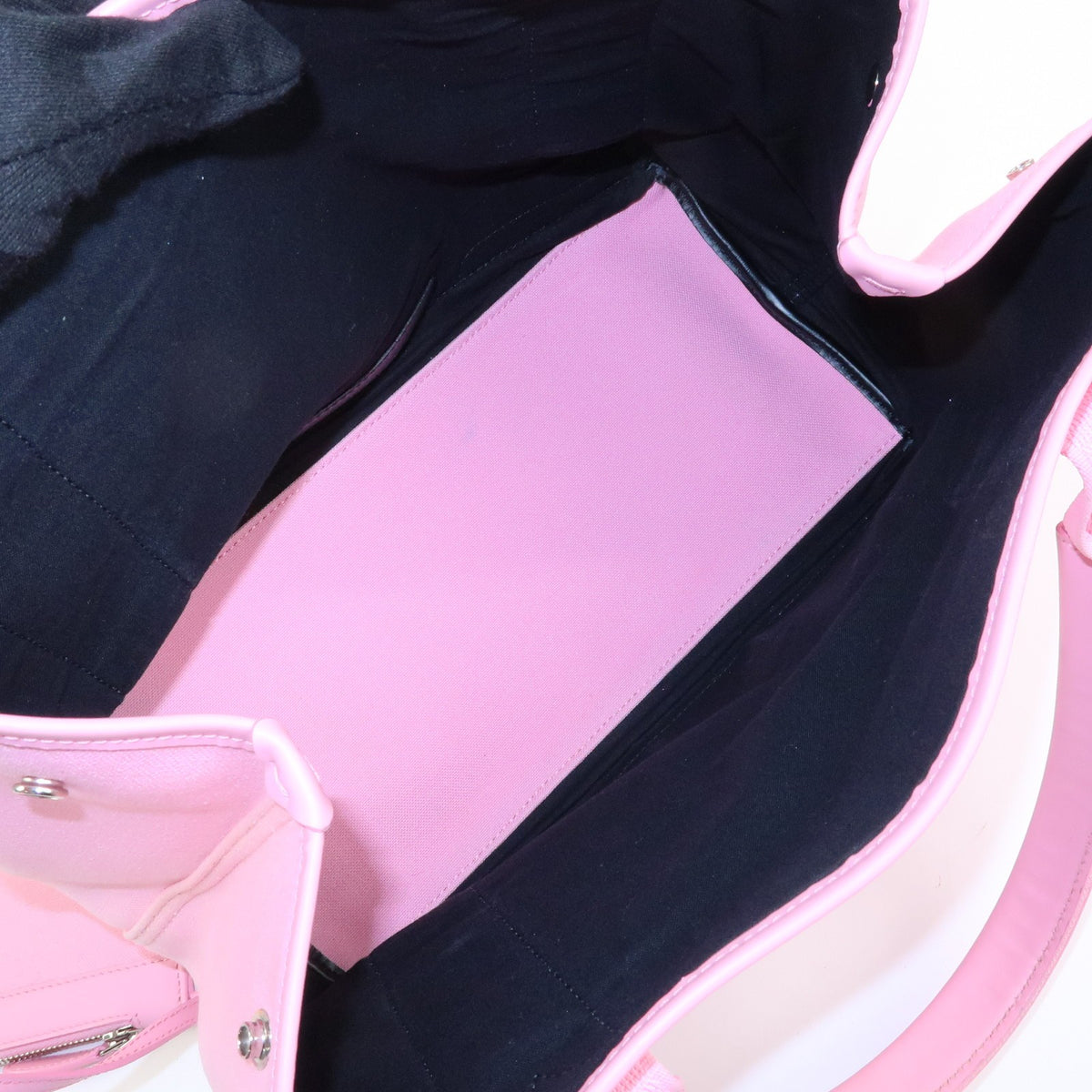 Balenciaga Navy Cabas Canvas With Leather Pink Canvas Tote Bag Bag (Pre-Owned)