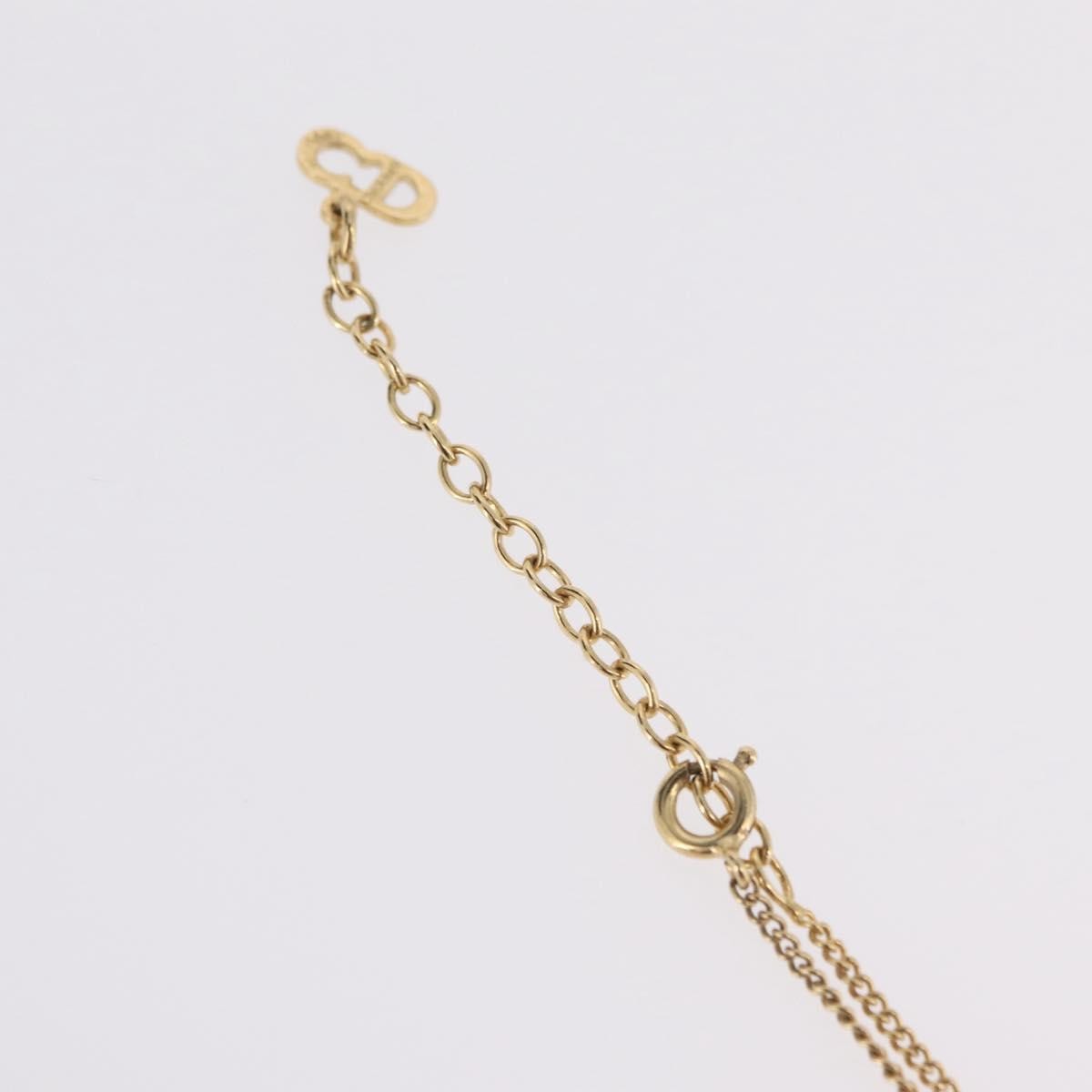 Christian Dior Round Logo Pendant Metal With Crystal Gold Metal Necklace Jewelry (Pre-Owned)