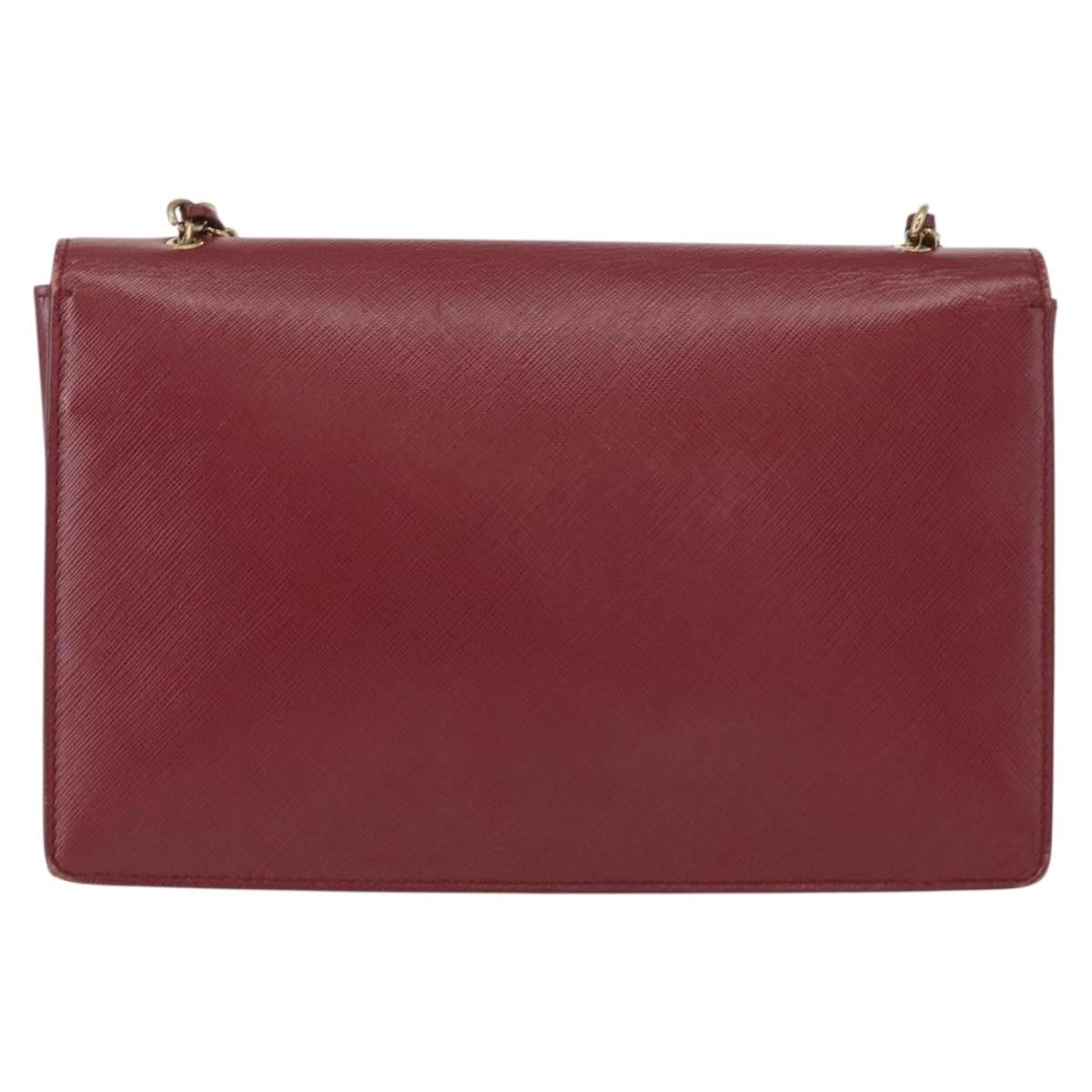 Salvatore Ferragamo Vala Chain Leather Burgundy Leather Shoulder Bag Bag (Pre-Owned)