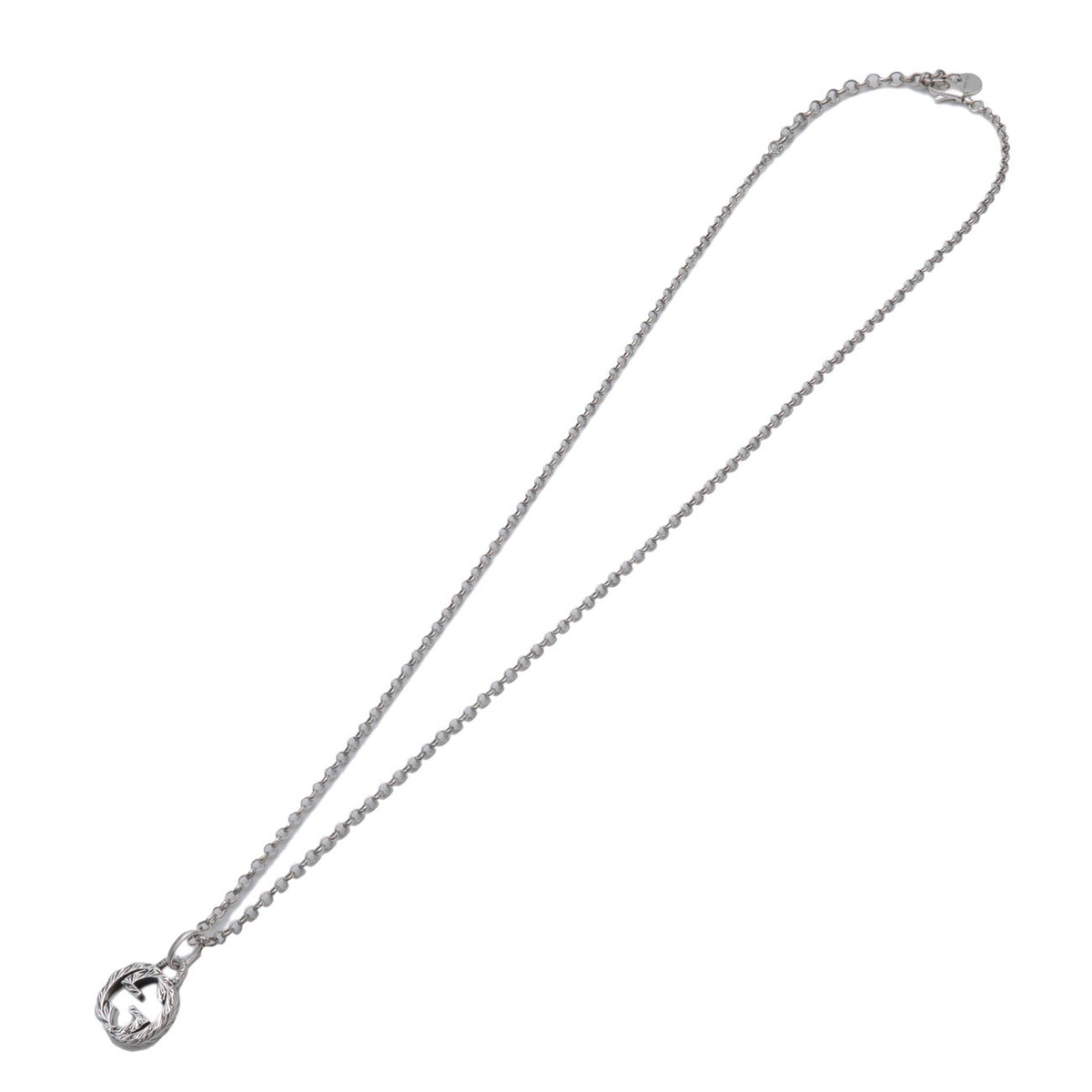 Gucci Engraved Interlocking G Chain Link Pendant Sterling Silver Silver Silver Necklace Jewelry (Pre-Owned)