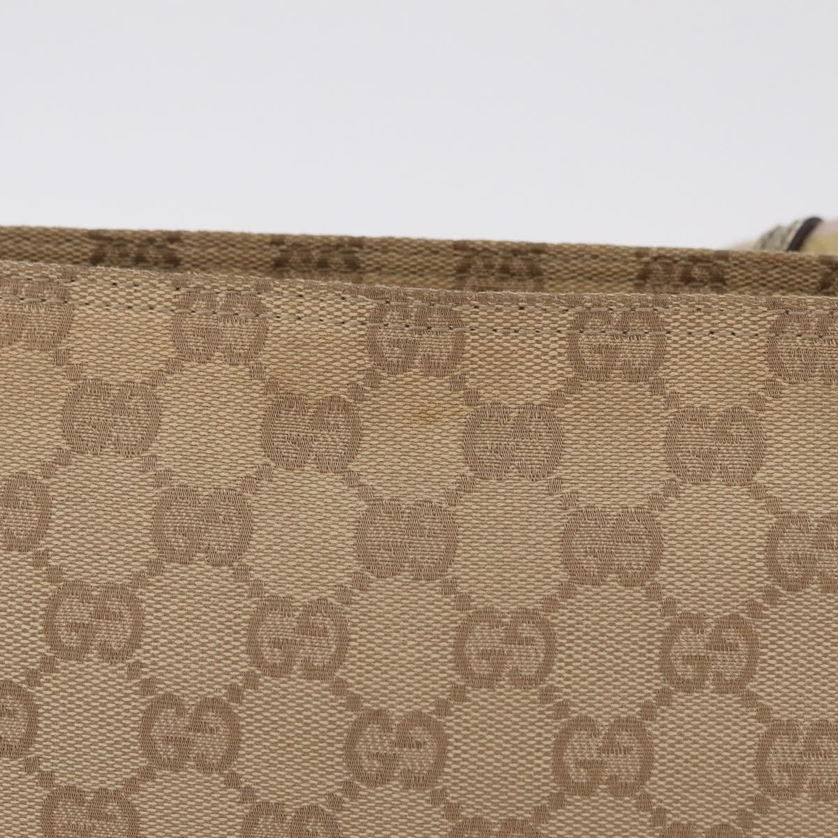 Gucci Web Strap Messenger Gg Coated Canvas Beige Canvas Handbag (Pre-Owned)