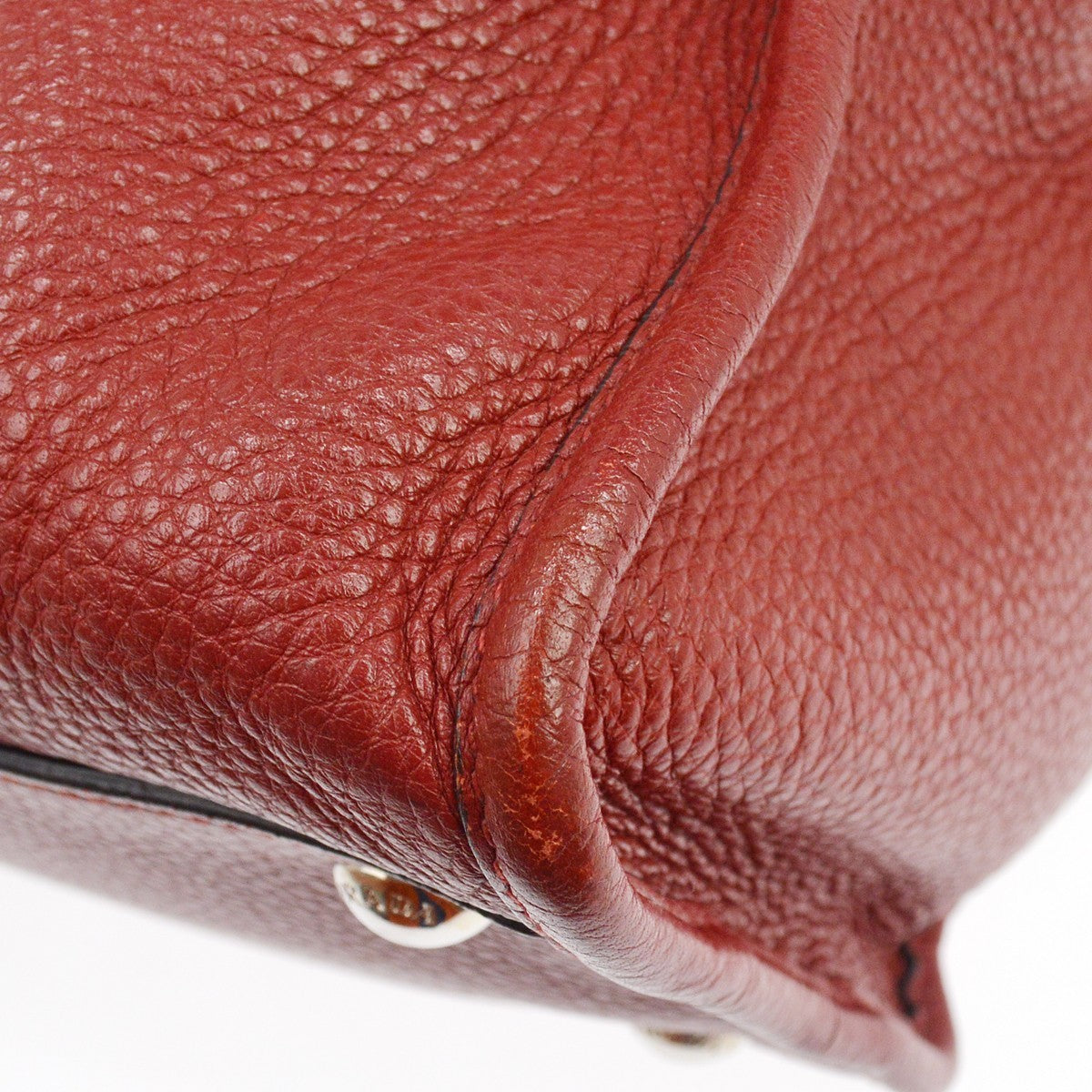 Prada Convertible Boston Vitello Daino Red Leather Handbag (Pre-Owned)
