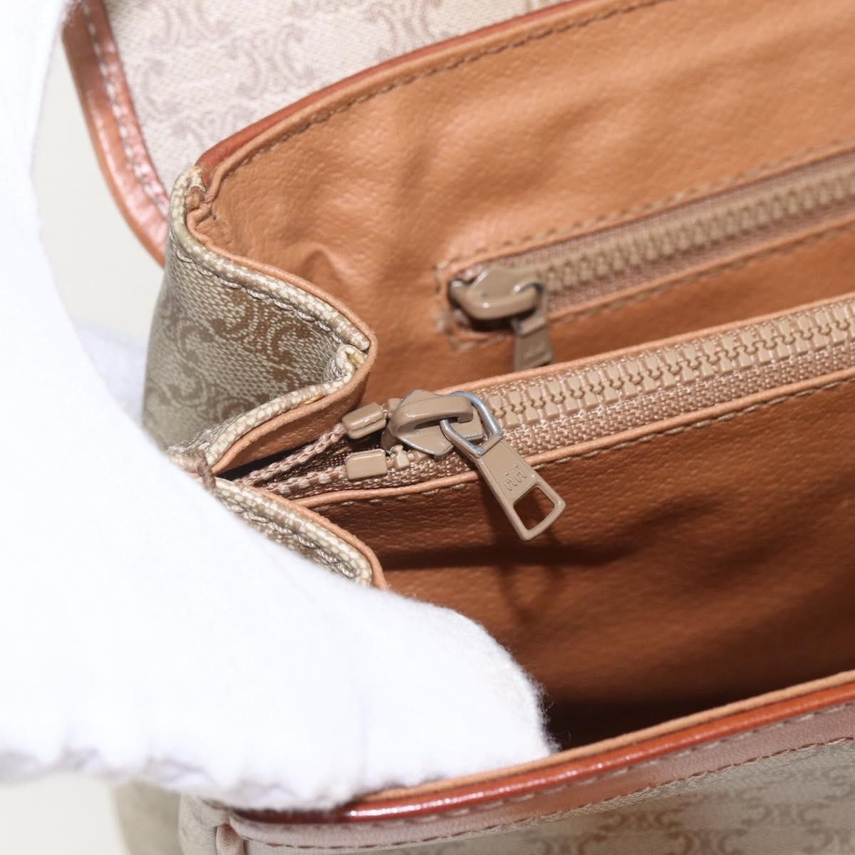Celine Vintage Macadam Canvas And Leather Beige Canvas Handbag (Pre-Owned)