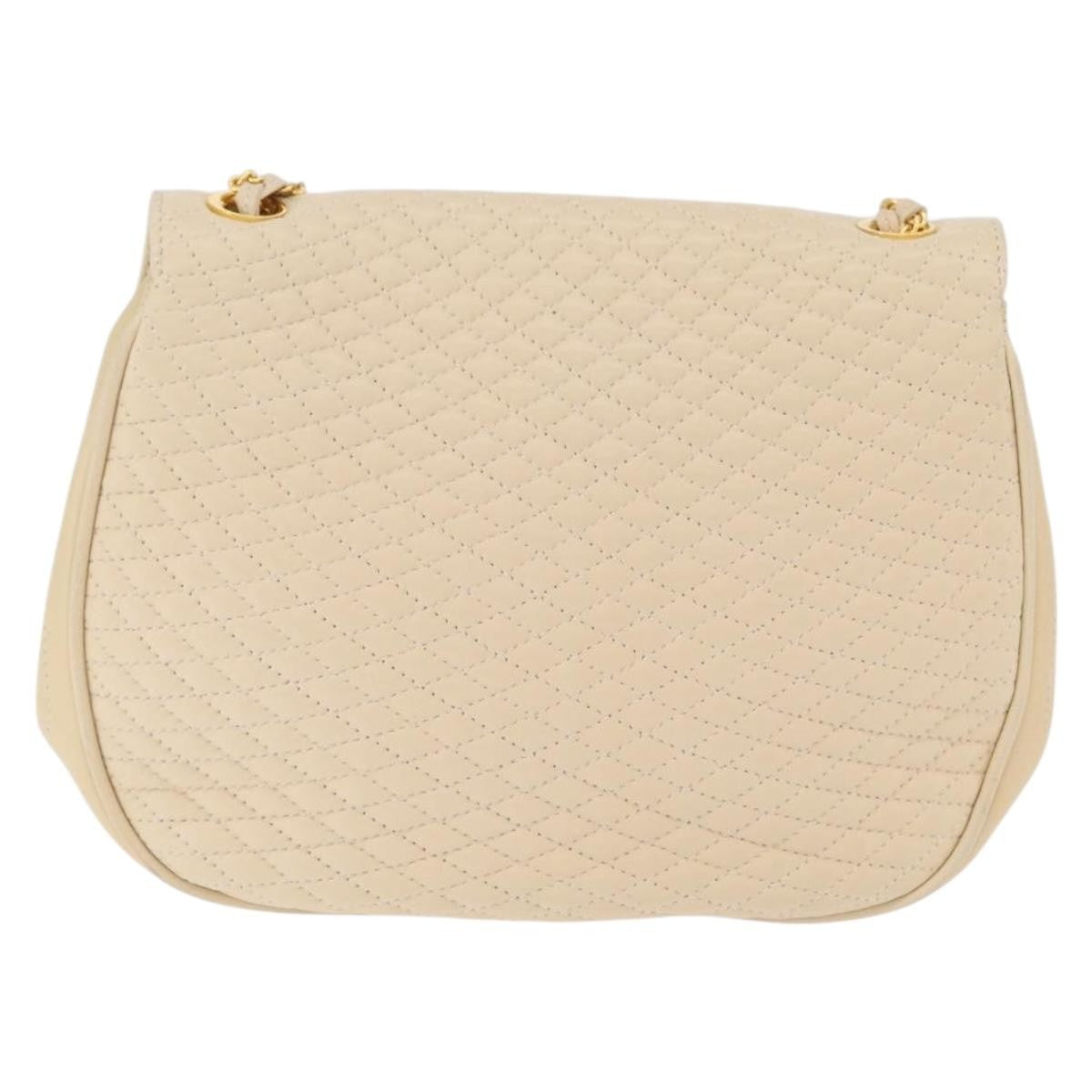 Bally Vintage Chain Quilted Leather Neutral Leather Shoulder Bag Bag (Pre-Owned)