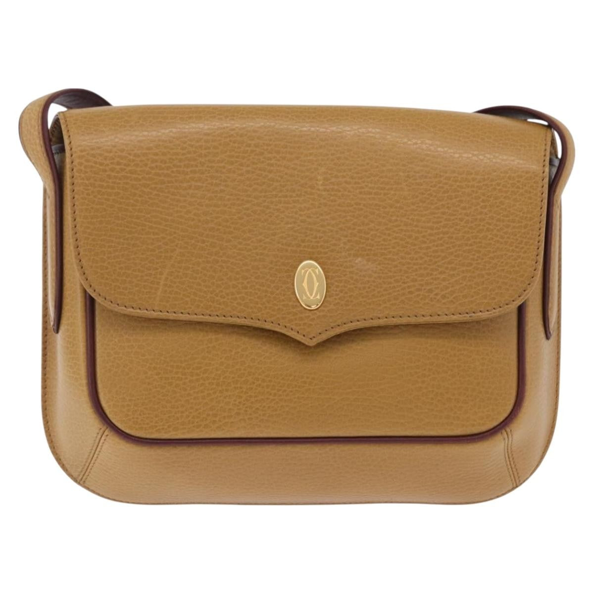 Cartier Must De Cartier Leather Beige Leather Shoulder Bag Bag (Pre-Owned)