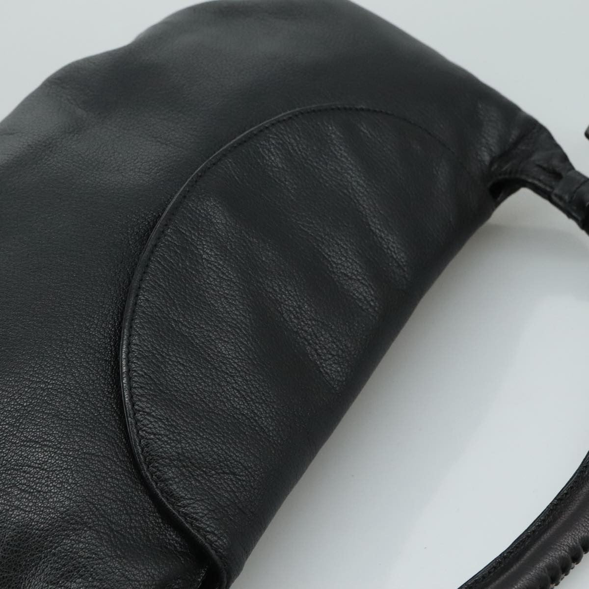 Salvatore Ferragamo Gancini Leather Black Leather Handbag (Pre-Owned)