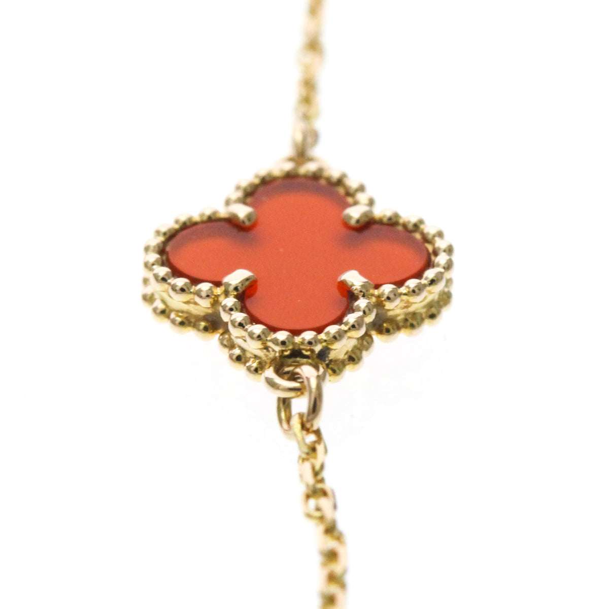 Van Cleef & Arpels Sweet Alhambra 18K Rose Gold And Carnelian Gold Pink_Gold Bracelet Jewelry (Pre-Owned)