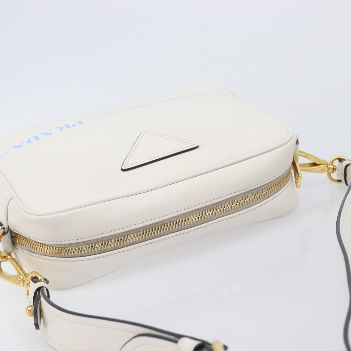 Prada Mirage Camera Leather White Leather Handbag (Pre-Owned)