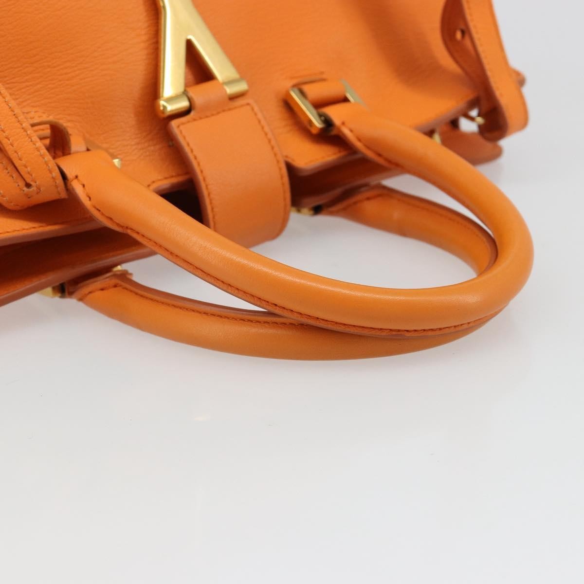 Saint Laurent Classic Y Cabas Leather Orange Leather Tote Bag Bag (Pre-Owned)