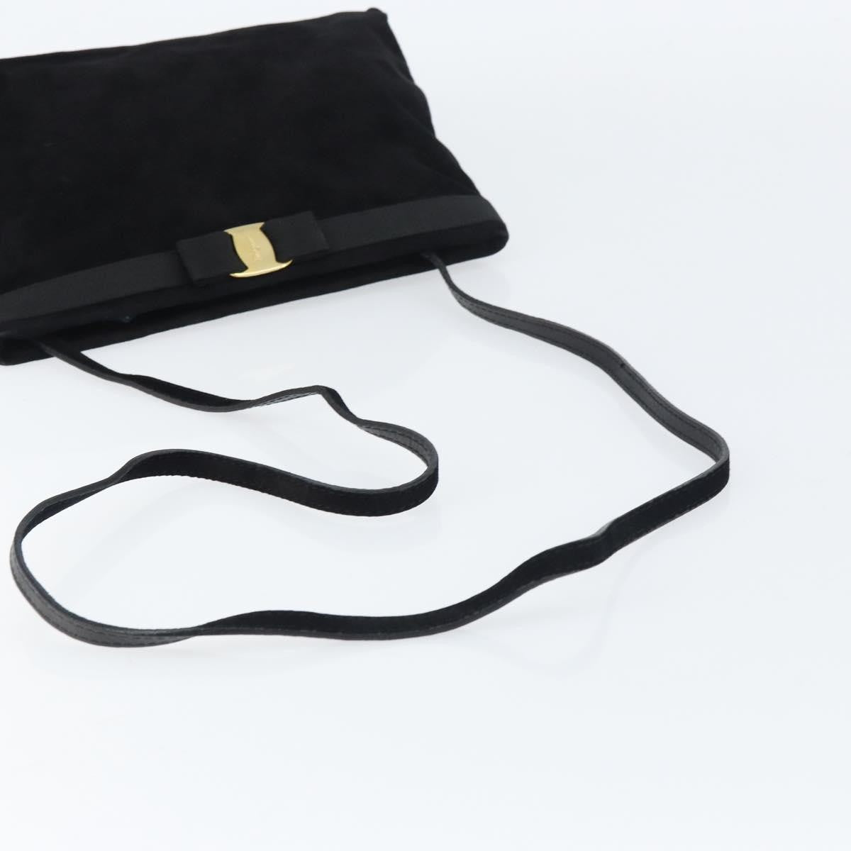Salvatore Ferragamo Vala Suede Black Suede Shoulder Bag Bag (Pre-Owned)