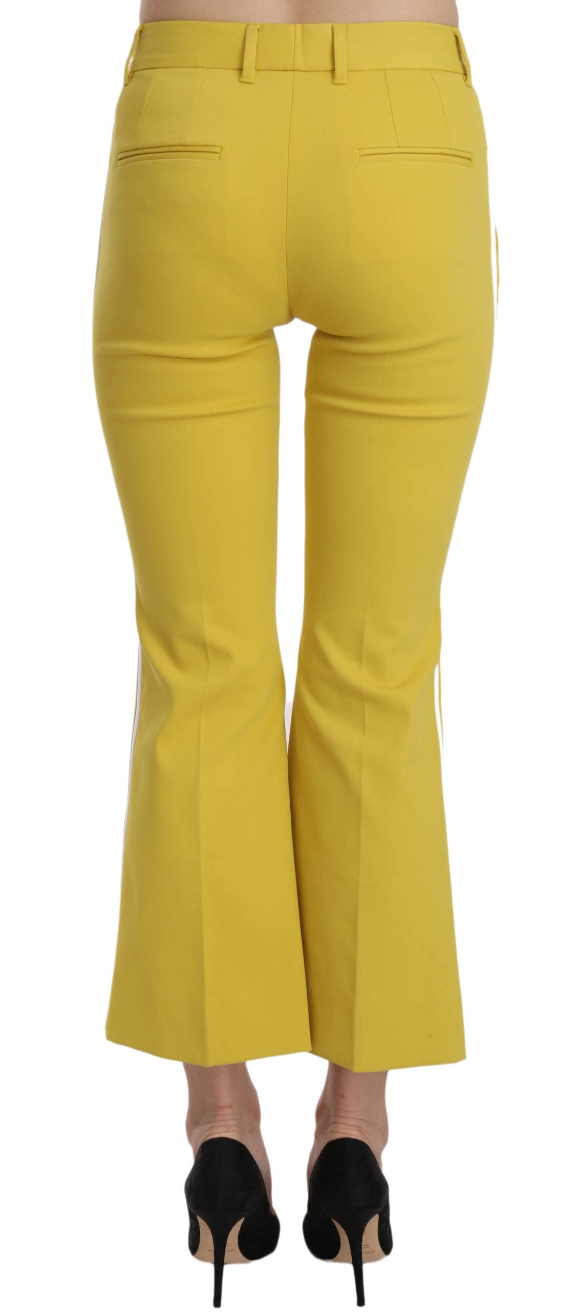 Dolce & Gabbana Yellow Flared Bootcut Capri Cotton Women's Pants