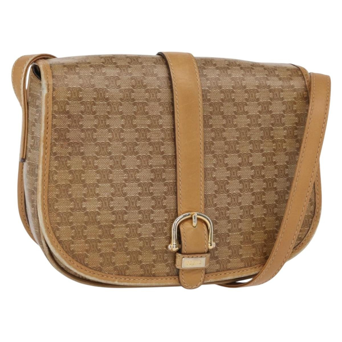 Celine Vintage Macadam Canvas Beige Canvas Shoulder Bag Bag (Pre-Owned)