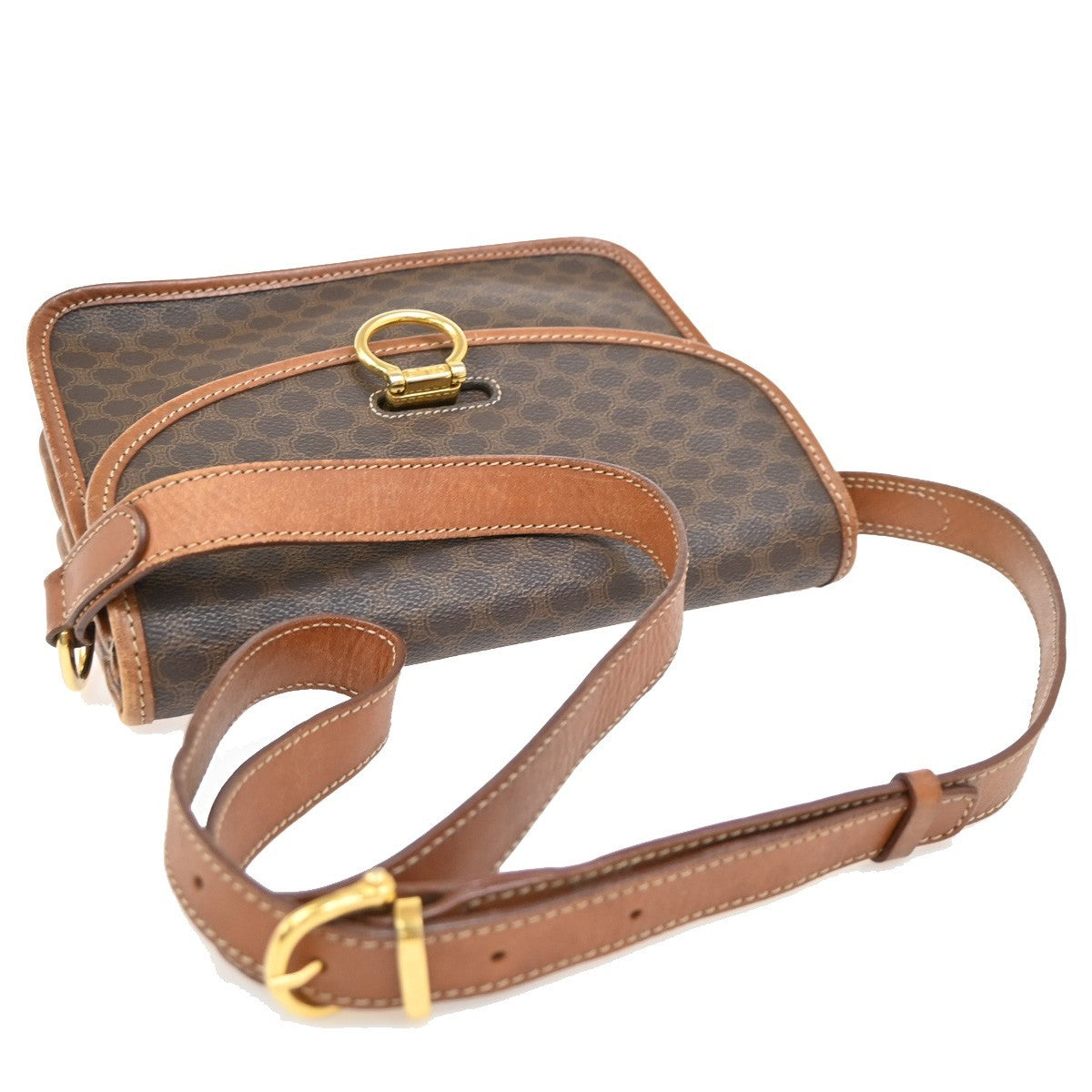 Celine Vintage Macadam Canvas And Leather Brown Canvas Shoulder Bag Bag (Pre-Owned)