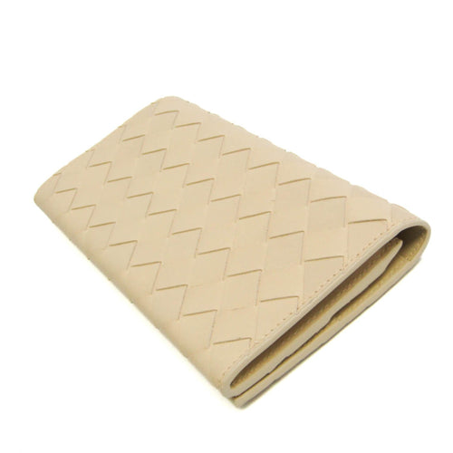 Bottega Veneta Intrecciato Beige Leather Wallet  (Pre-Owned)