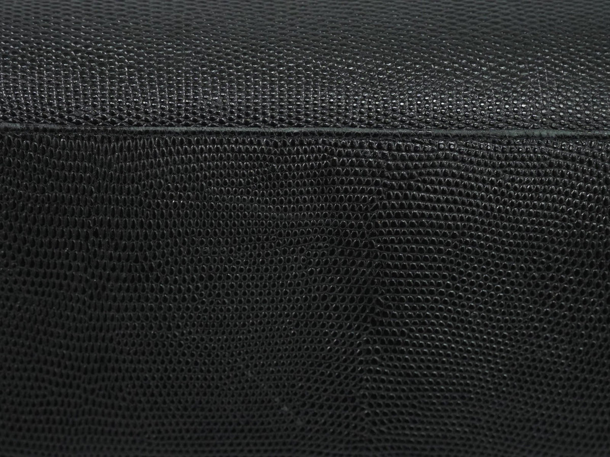 Salvatore Ferragamo Vintage Vara Bow Lizard Embossed Leather Black Leather Tote Bag Bag (Pre-Owned)