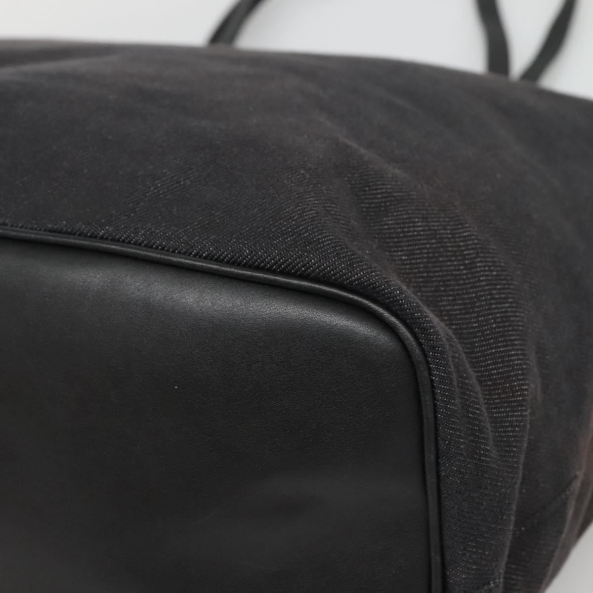 Salvatore Ferragamo Gancini Tote Canvas Black Canvas Tote Bag Bag (Pre-Owned)