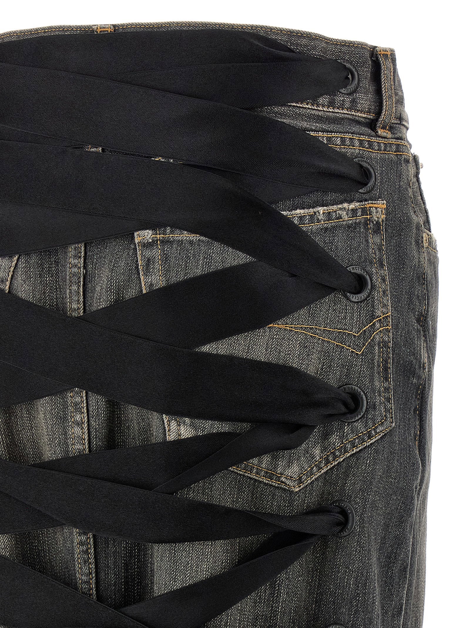 Balenciaga Women's Lace Up Denim Skirt
