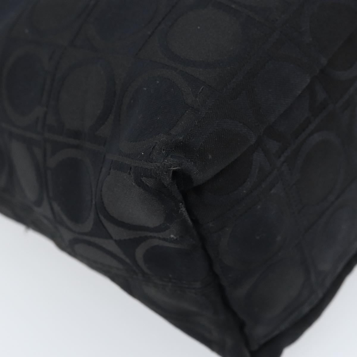 Salvatore Ferragamo Gancini Tote Gancini Canvas Black Nylon Tote Bag Bag (Pre-Owned)