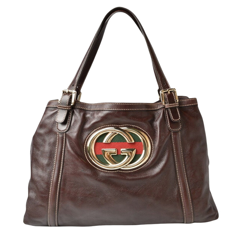 Gucci Brown Leather Tote Bag (Pre-Owned)