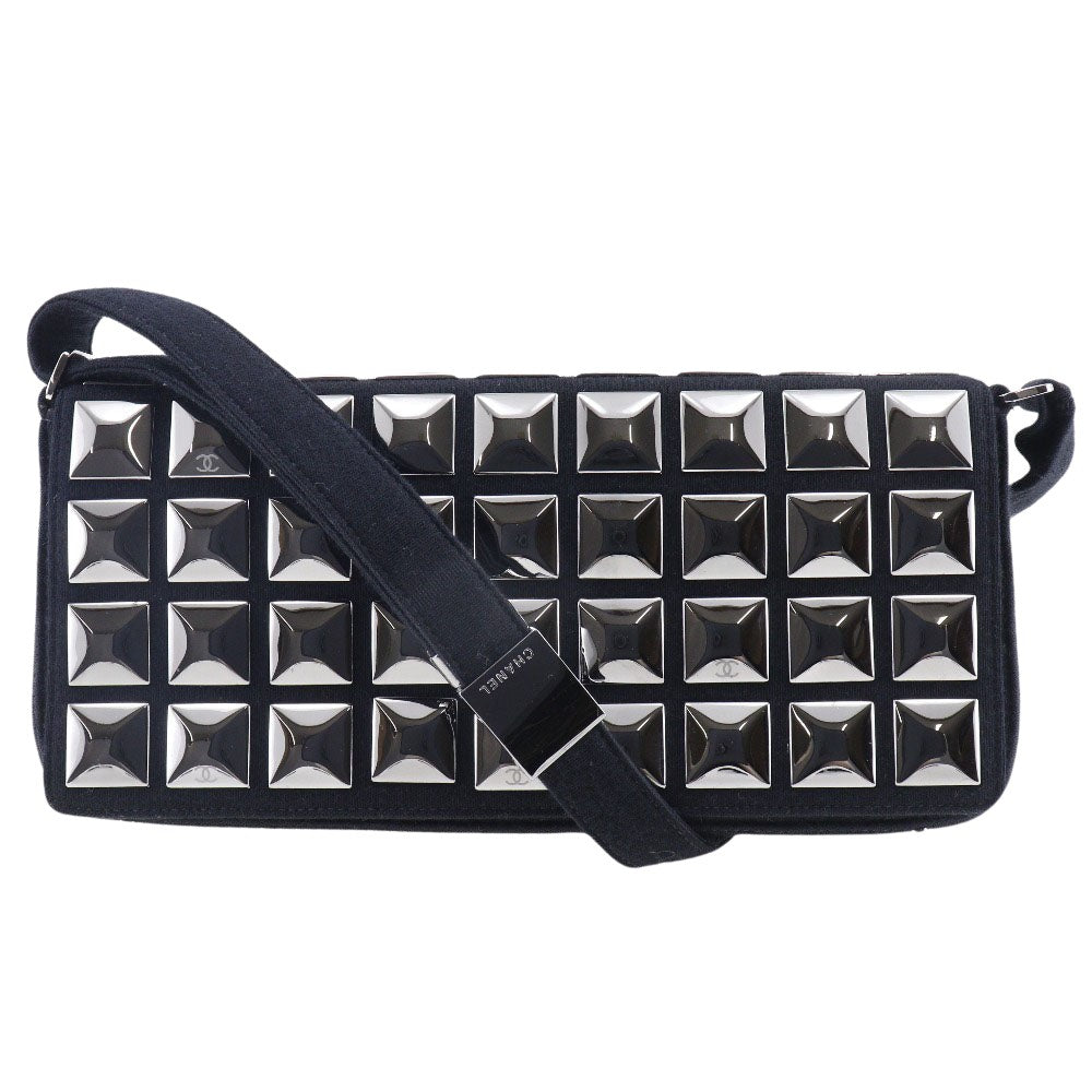 Chanel Chocolate Bar Black Cotton Shoulder Bag (Pre-Owned)