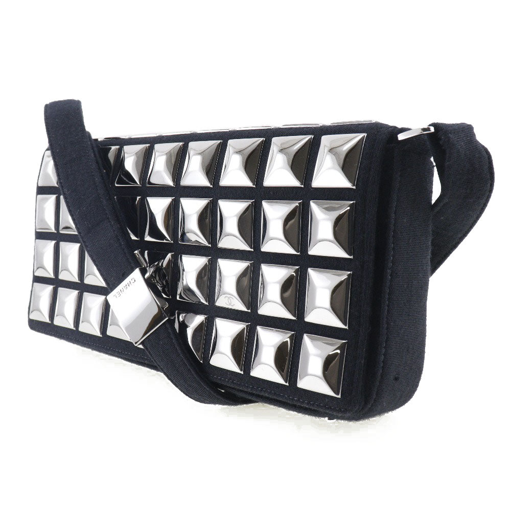 Chanel Chocolate Bar Black Cotton Shoulder Bag (Pre-Owned)