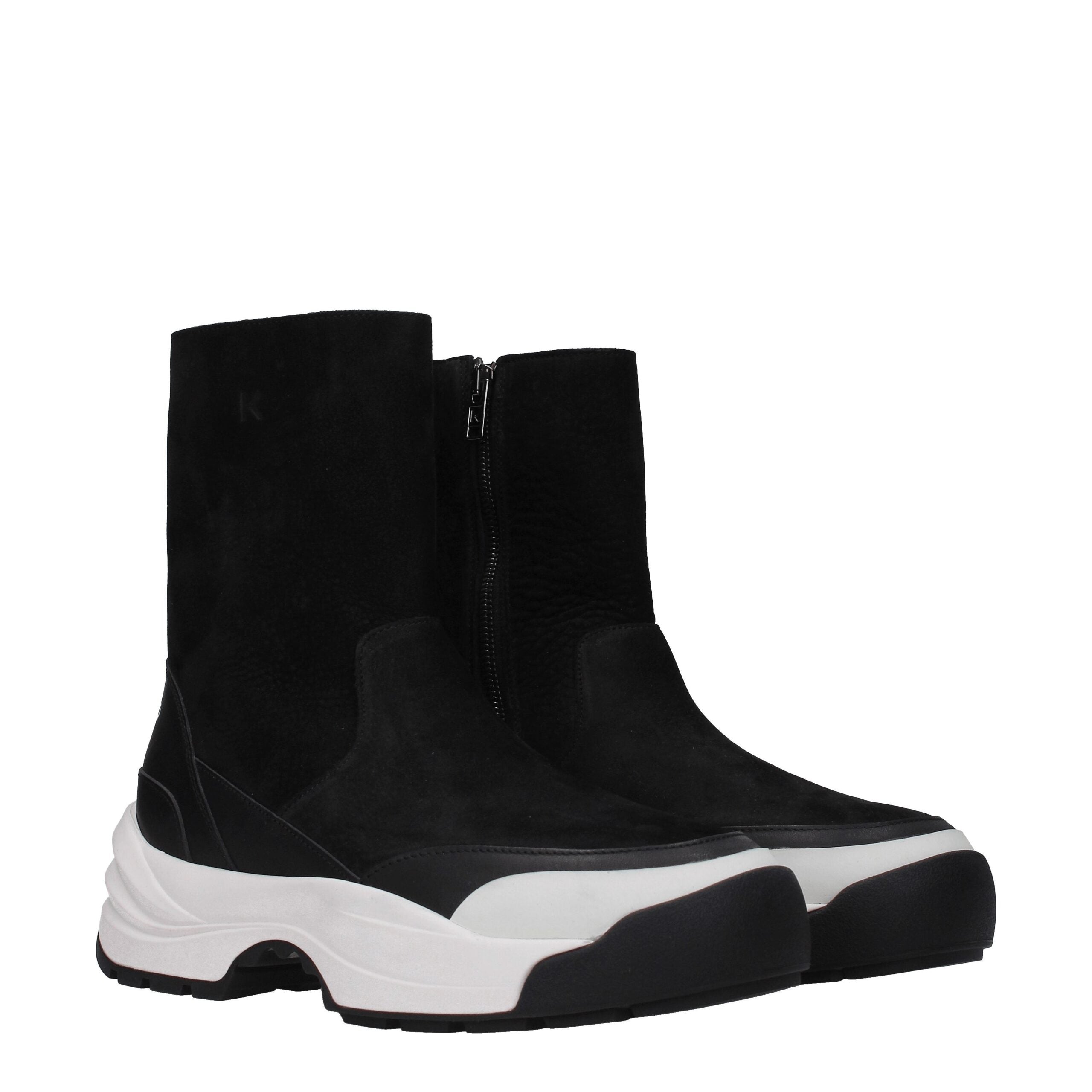 Kenzo Black Leather Ankle Men's Boots