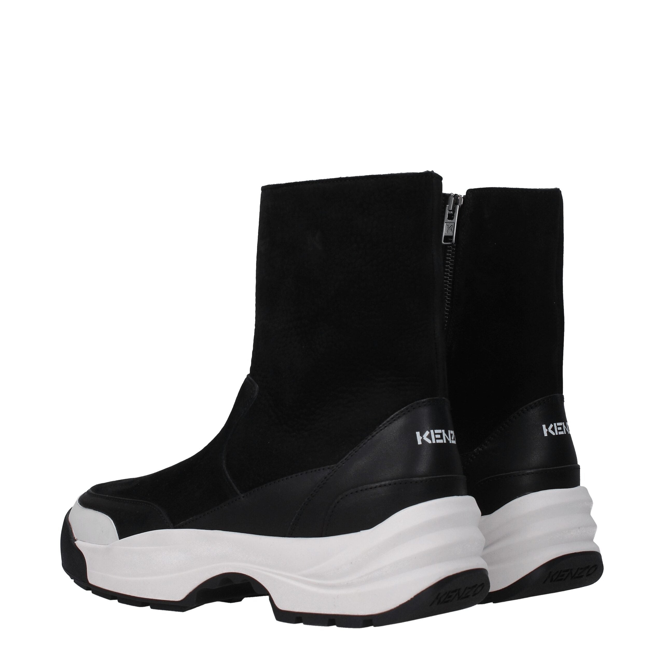 Kenzo Black Leather Ankle Men's Boots