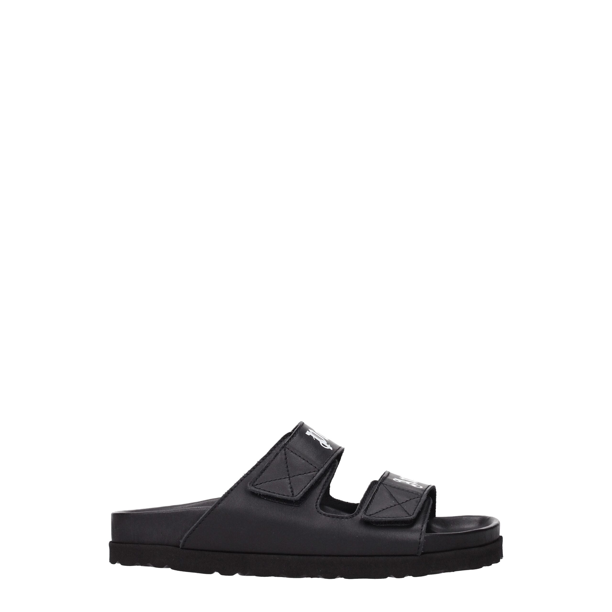 Palm Angels Black Leather Slippers Women's Sandals