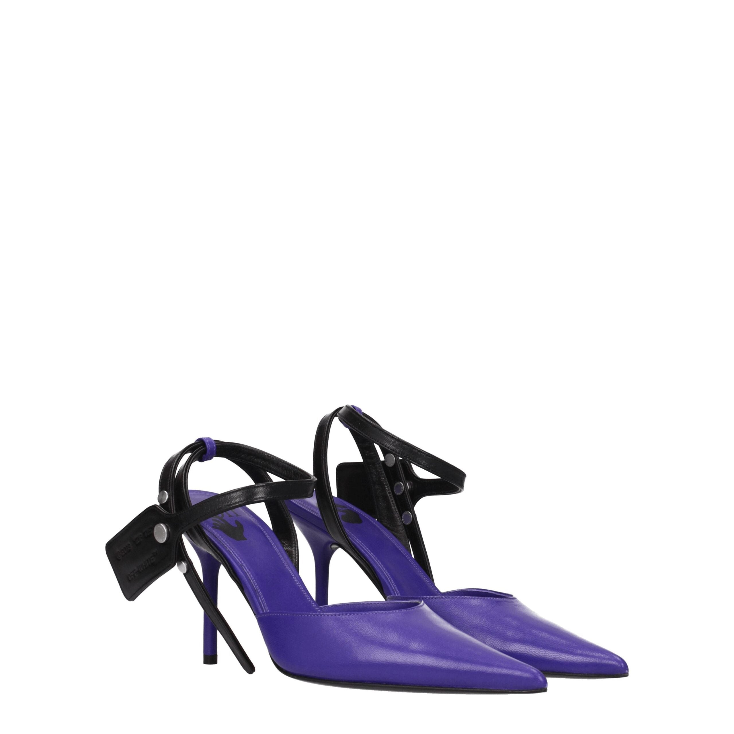 Off-White Purple Leather High Heel Women's Pumps